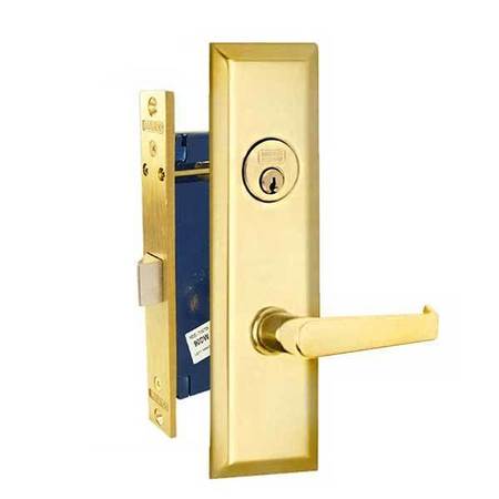 MARKS New Yorker Polished Brass Right Hand Mortise Lock Lever Vestibule Function Always Locked Stor MRK-9NY92DW-3-RH